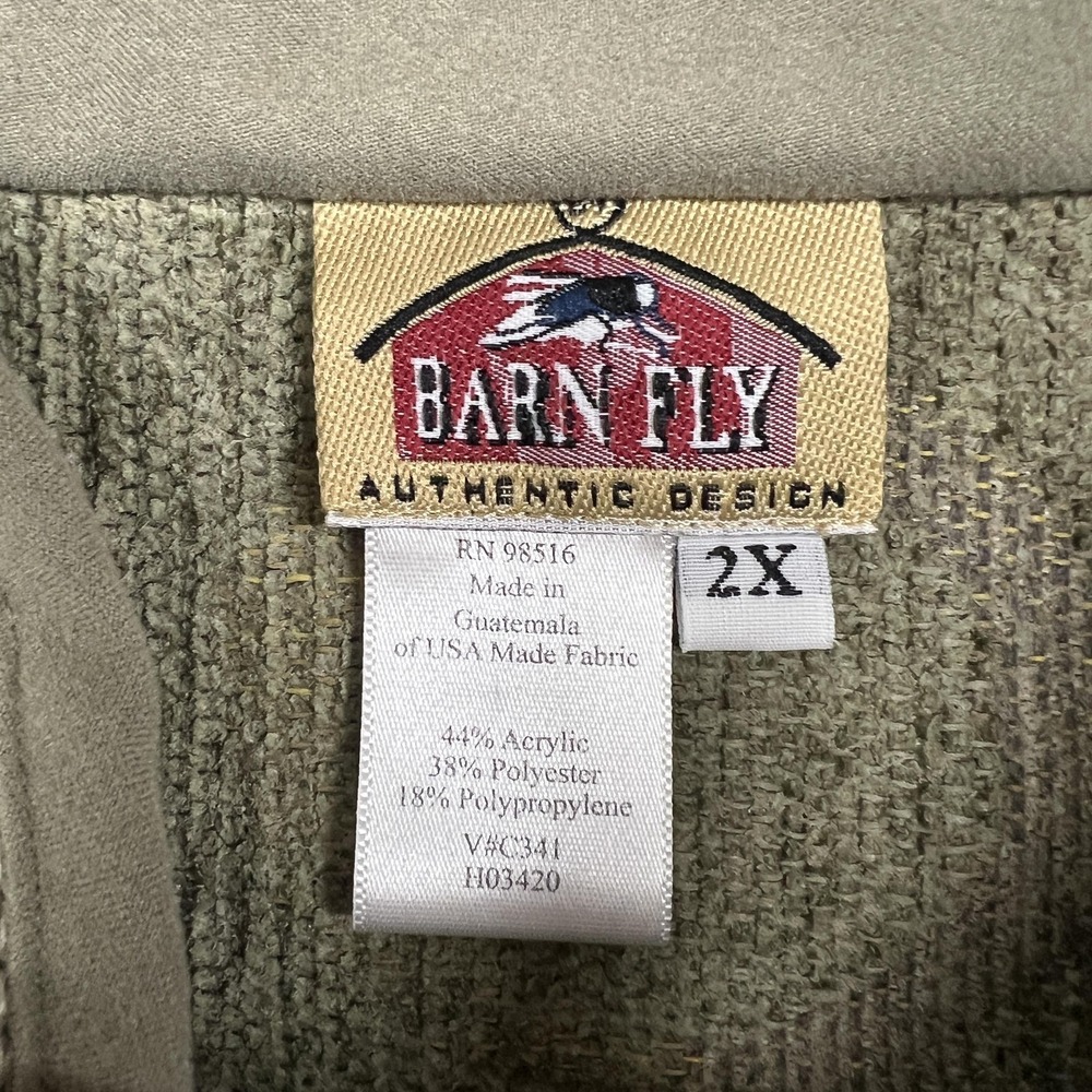 Barn Fly Jacket Womens 2X Green Geometric Leaf Zip Tapestry Collared Vintage - Picture 4 of 14